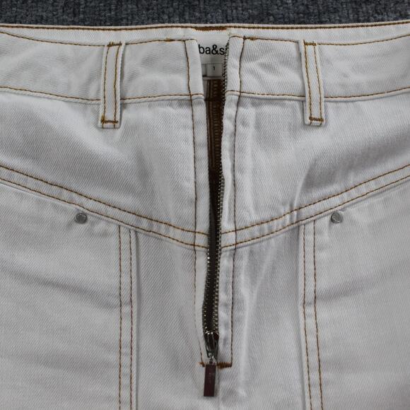 Ba&sh Jeans Womens 1 Small Straight High Rise Raw Hem White Denim Chic Casual - Picture 7 of 16